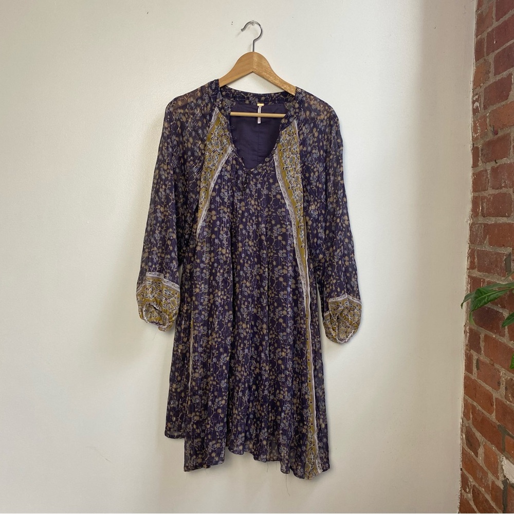 Free People Melody Laughter LS Midi Floral Short Dress